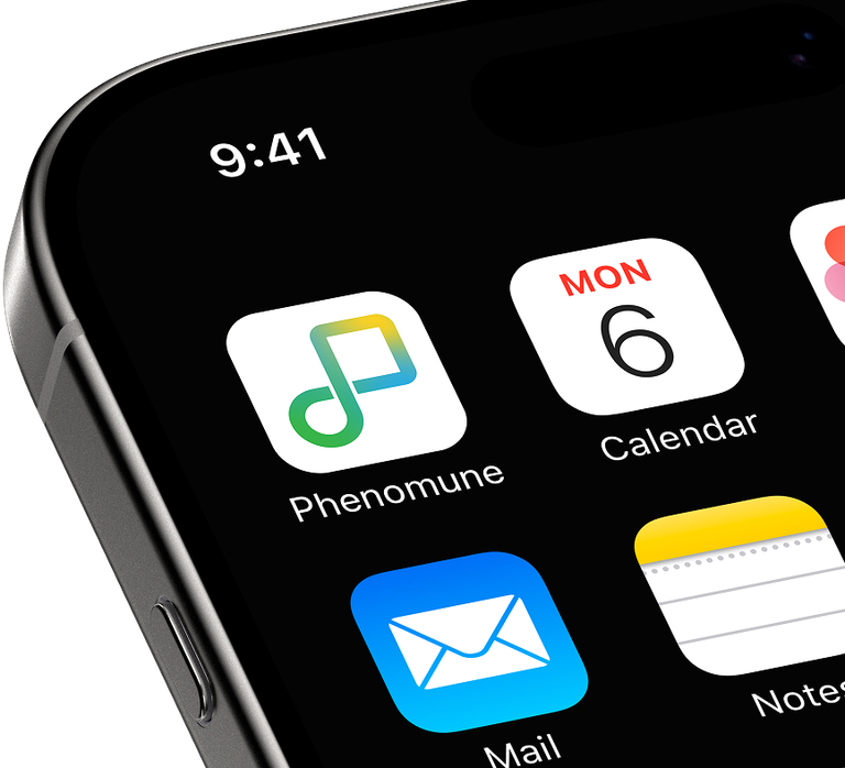 Phenomune app icon on an iPhone